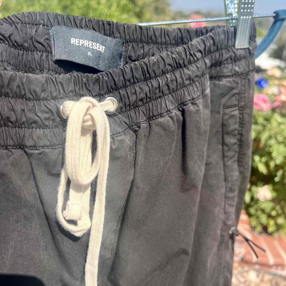 Represent Black Drawstring Cargo Pants Elastic Joggers Mens Size XL - Picture 5 of 6